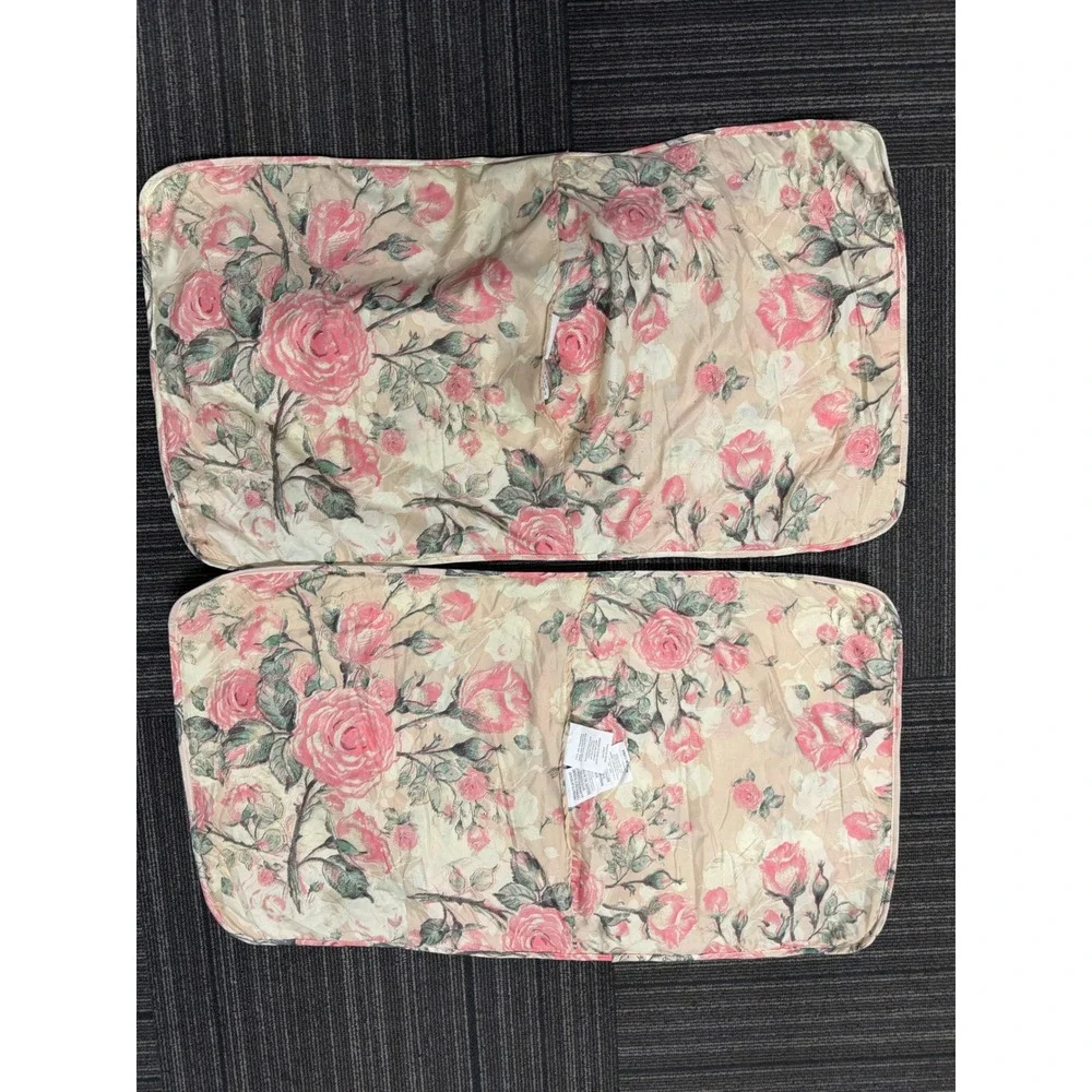 Beatrice Home Fashions King Pillow Shams Set of 2 Pink Rose Floral Quilted